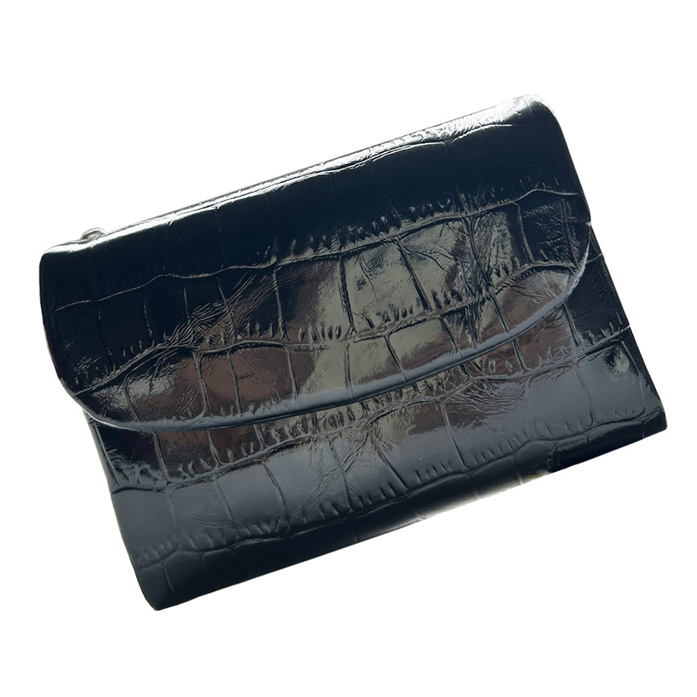 Black, crocodile print