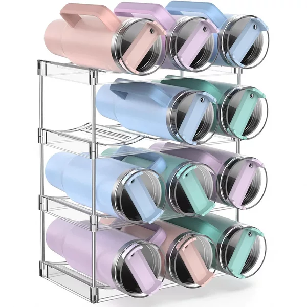 Cross-Border Transparent Detachable Pillar Cup Holder and Water Bottle Holder, Stackable Storage Rack, Multifunctional Foldable Household Organizer