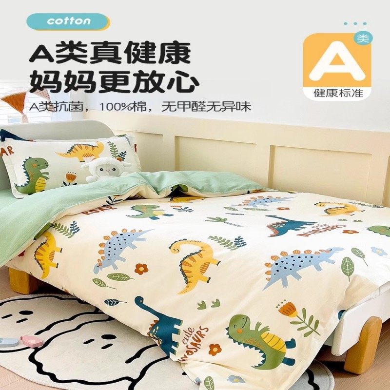 Algodón 100% algodón cubierta de edredón para niños de una sola pieza de dibujos animados 120x150 cubierta de edredón para bebés de un solo niño de tres piezas
