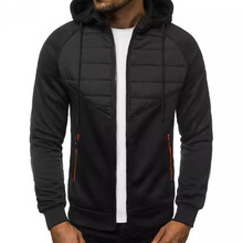 新款男士休闲卫衣拉链连帽卫衣外套男式拼接开衫