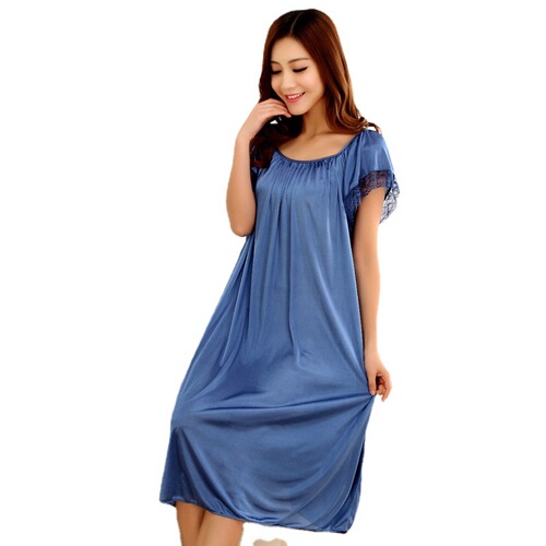 Fattening loose dropshipping thin summer sexy women middle-aged and elderly ladies chiffon nightgown