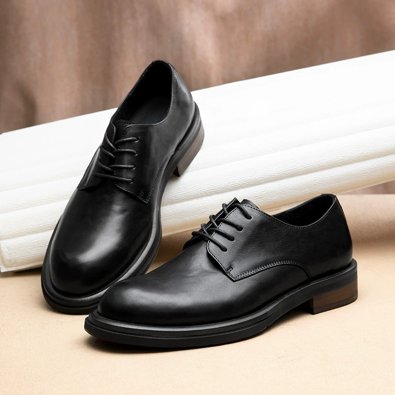 Мужские кожаные туфли для делового стиля casual в британском стиле, черные, с эффектом увеличения роста, из натуральной кожи с мягкой подошвой, туфли для костюма, свадебные туфли для жениха.