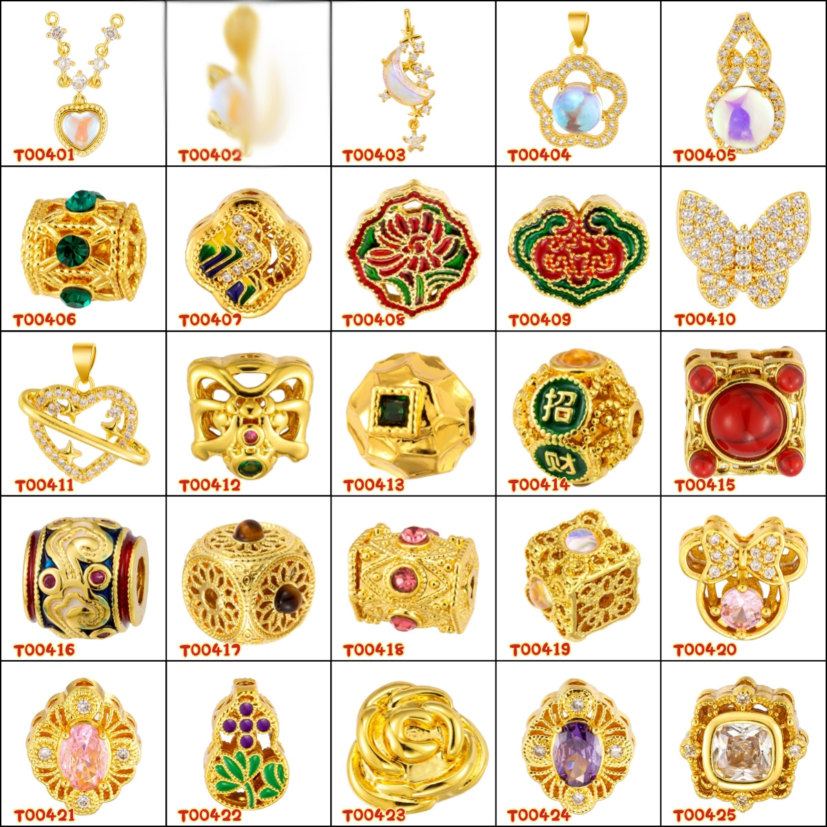 Colgante de cobre micro incrustado Gufasha oro goteo de aceite perlas de transferencia DiDi con perlas de acessorios de perlas huecas fábrica de perlas al por mayor