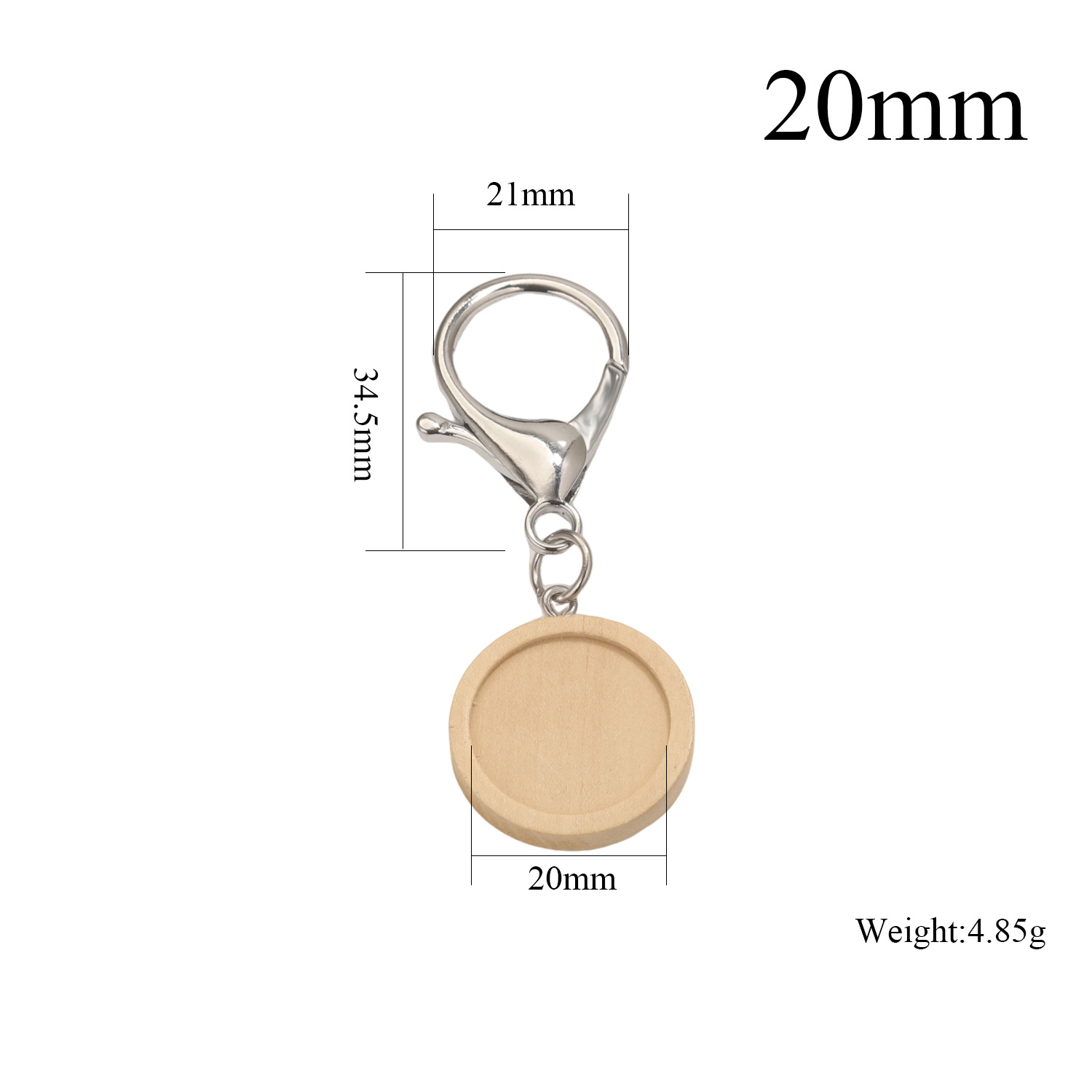 Tempos de joyas de madera redondas llavero de madera colgante accesorios DIY bandeja en blanco