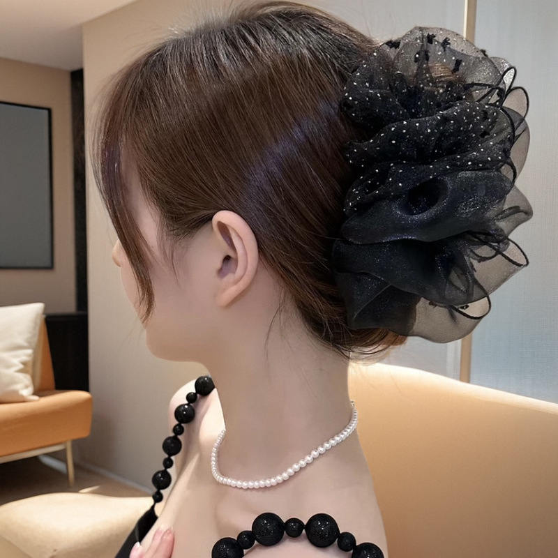 Clip de agarre de lazo de súper hada, parte posterior de la cabeza llena, pinza para el cabello, clip para el cabello de princesa, tocado de clip de tiburón de sentido avanzado