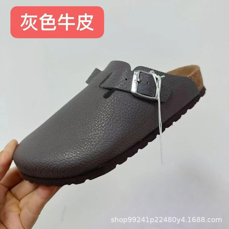 莞产勃肯鞋男鞋女鞋ins潮户外EVA软木底半包头平底休闲牛皮凉拖鞋|undefined