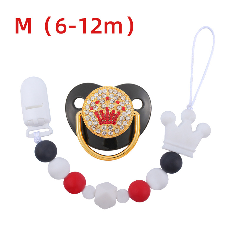 Bebé suministros corona chupete bebé silicona corona perlas mordedura chupete cadena anti-caída traje de cadena Nuevo