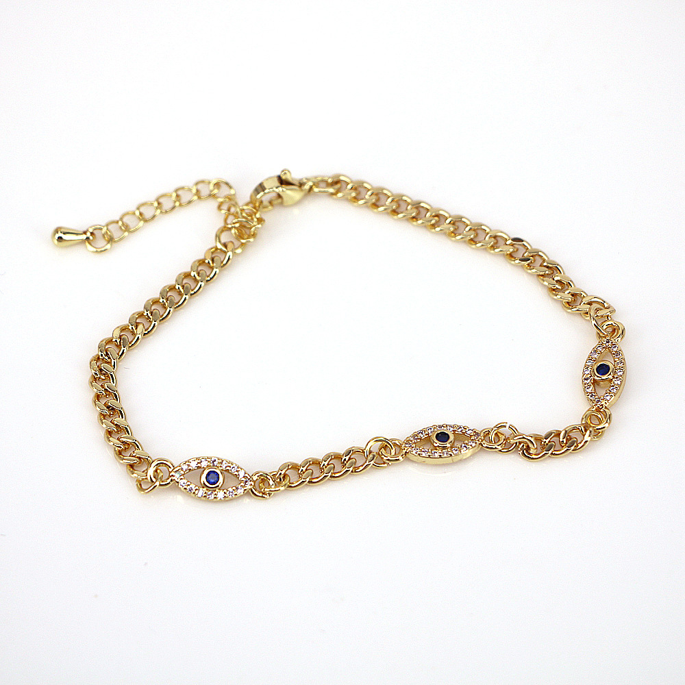 simple eye copper gold-plated inlaid color zirconium devilu0027s eye bracelet