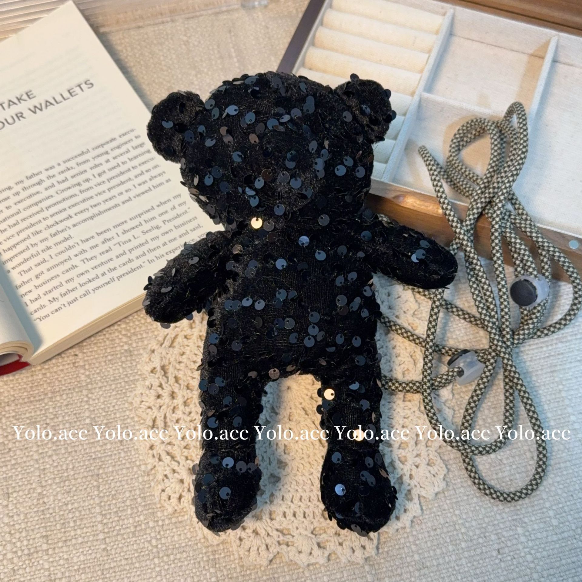 블랙 스팽글 l 곰 + 브라운 로프