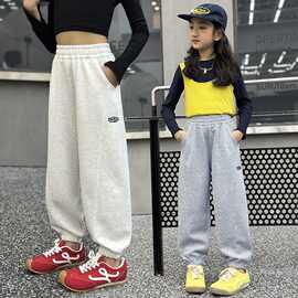 2025新款女中大童裤子休闲裤女童灰色春秋女孩穿搭女大童裤子韩版