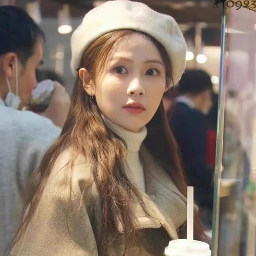 A Love Camp White Deer Zheng Shuyi Same Style Beanie Wool Felt Artist Hat Women's Autumn Winter Warm Hat