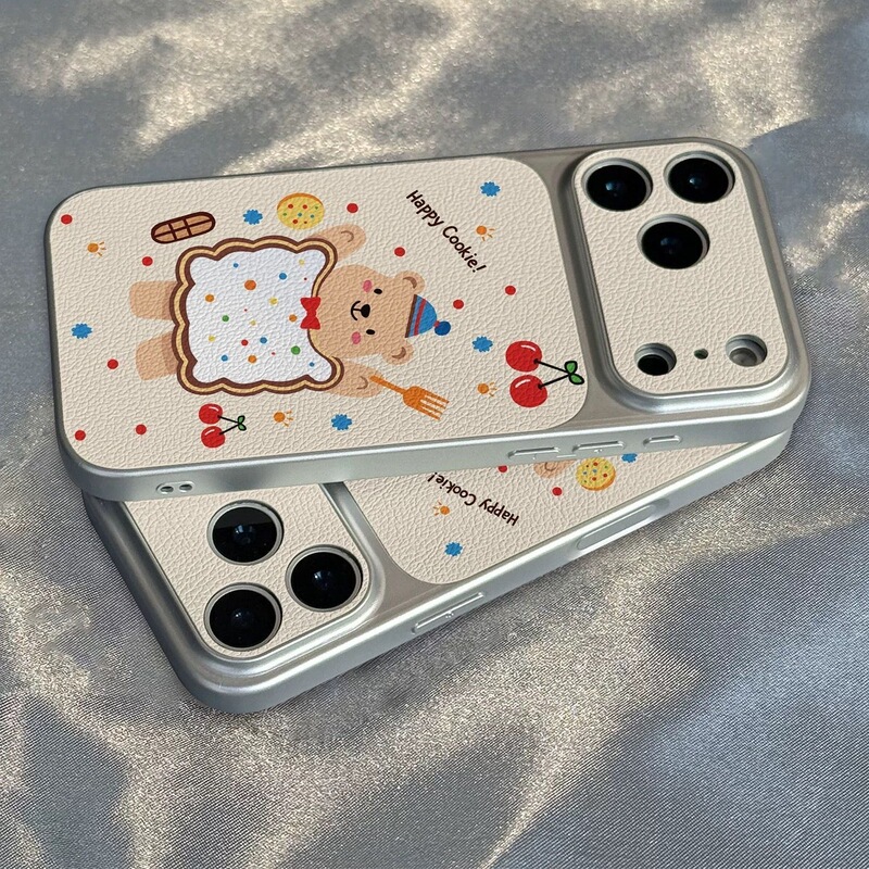 Cherry Bear Large Window Leather Texture Case Suitable for Apple 17 Pro Max Phone Case iPhone 16/15 Soft 14/13 Trendy Cherry Bear Large Window Leather Texture Case Suitable for Apple 17 Pro Max Phone Case iPhone 16/15 Soft 14/13 Trendy
