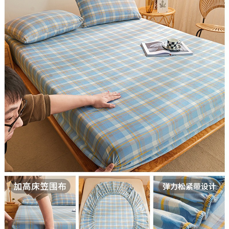 Nuevo estilo 2025 nuevo estilo sábana de algodón de una pieza cubierta protectora de colchón cubierta de cama juego de tres piezas de algodón lavado cuatro estaciones universal