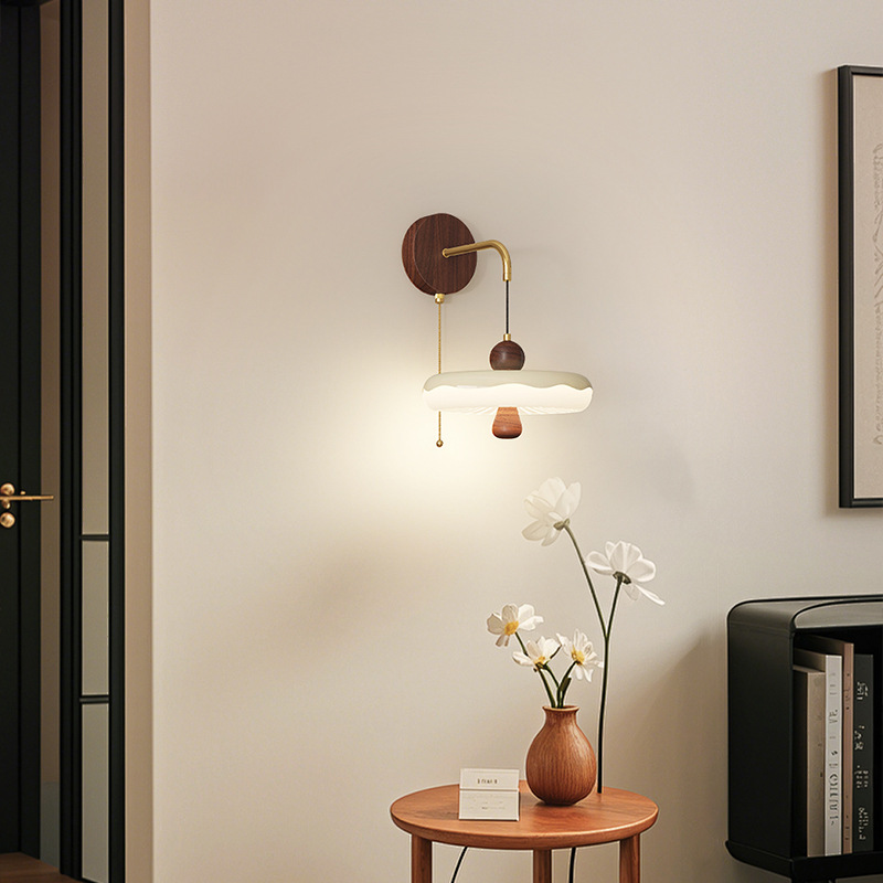 Lámpara de protección ocular de espectro completo retro simple de estilo antiguo, lámpara de pared de almacenamiento, lámpara de pared de fondo de cabecera de dormitorio de viento crema, nuevo