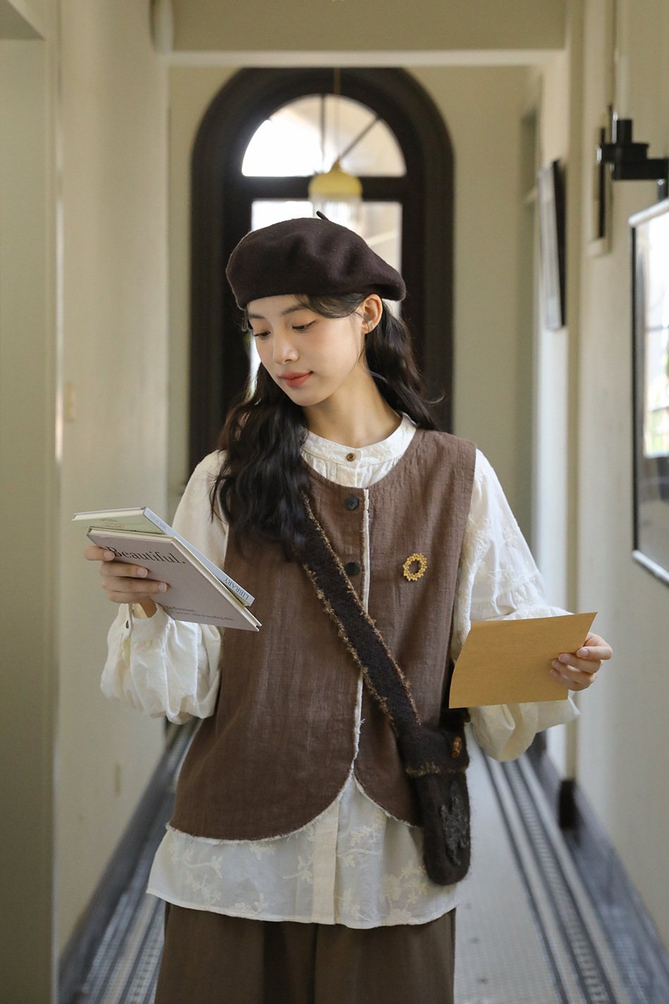 Real Shot: Japanese-style Design, Elaborate Embroidery, Pure Cotton Women's Shirt, Spring French Vintage High-end Shirt_ecoleips.com