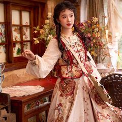 十三余小豆蔻儿[红榴秋焰]民族风绣花马甲上衣破裙汉服成人女款冬