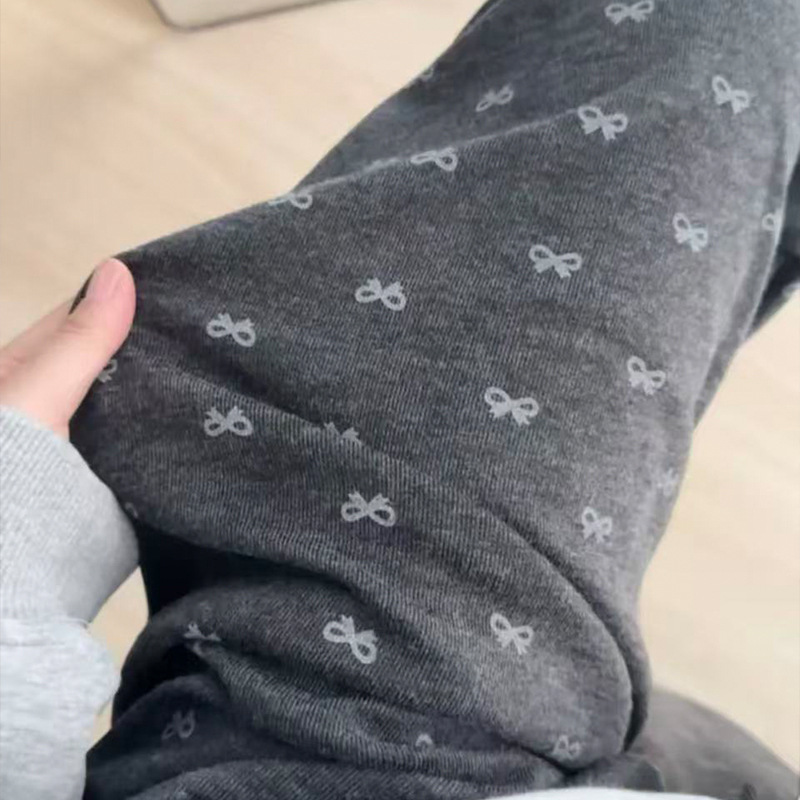 Pantalones Anchos de Felpa Suave con Lazo de Poliéster de Tiro Alto