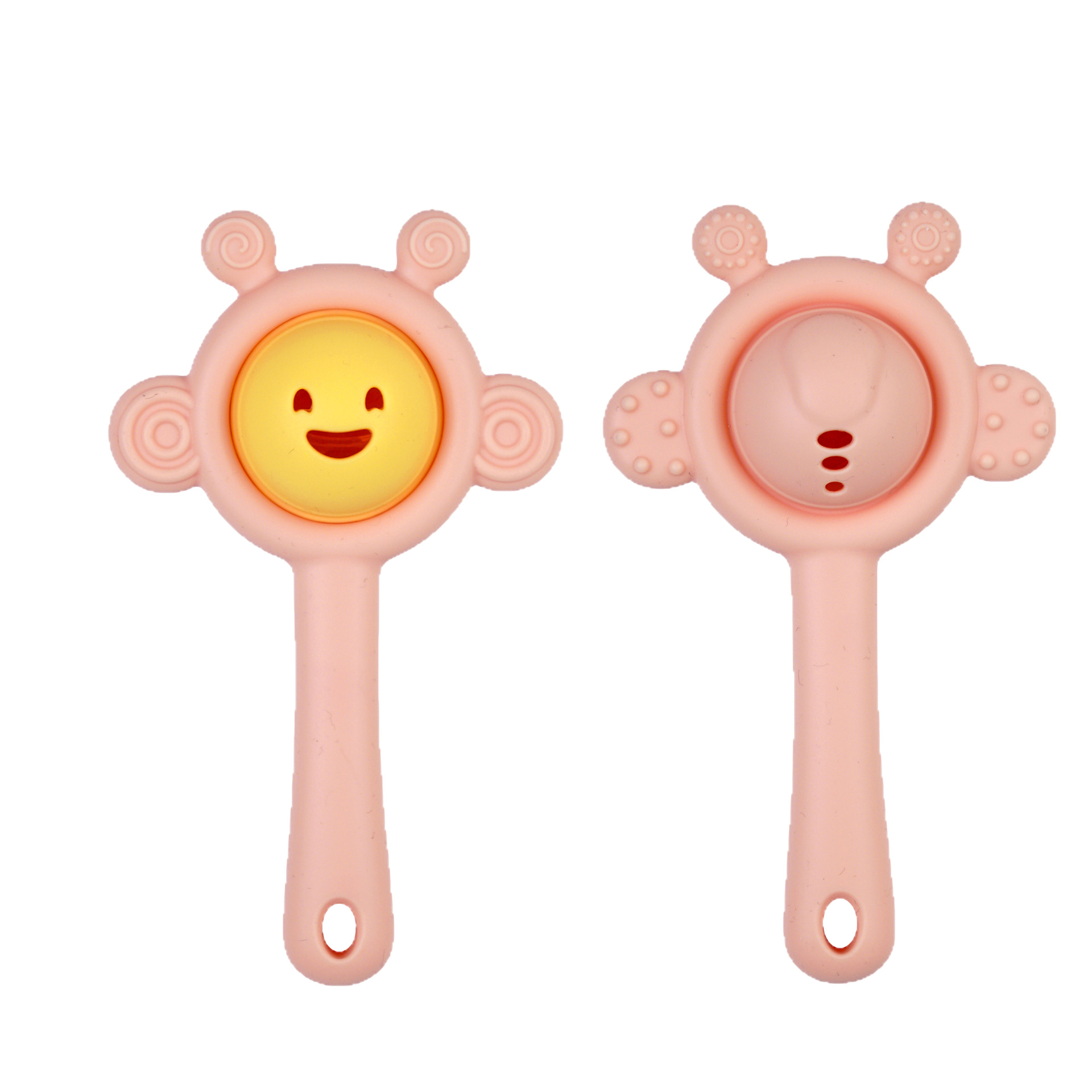 Mordedor para bebés y niños, juguetes para sonajeros calmantes, artefactos de manos anti-comer, pellizca para morder para bebés, juguetes calmantes de silicona