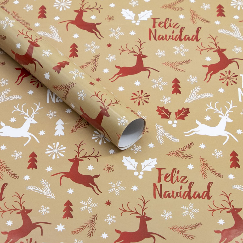 Nuevos productos creativos 10 hojas al por mayor día de Navidad día de Año Nuevo regalo caja de regalo papel de embalaje de papel de Navidad de color artesanal