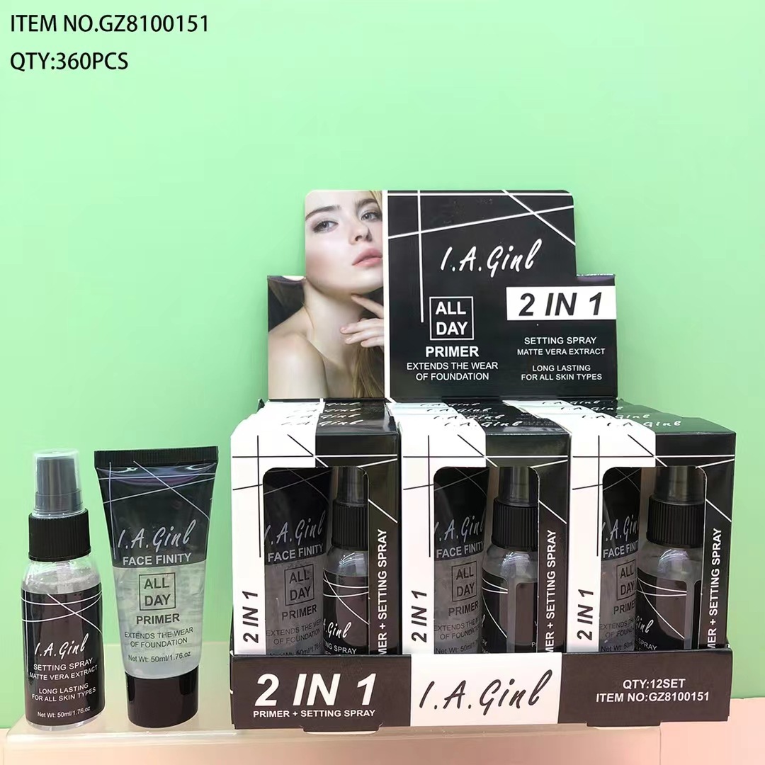 Nuevo nuevo producto transfronterizo Mlundo aislante humectante maquillaje pre-emulsión + conjunto de aerosol de maquillaje impermeable duradero