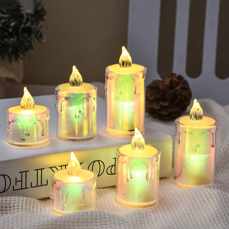 LED vela electrónica colorido transparente lágrima té cera romántica ins cumpleaños propuesta boda Navidad decoración linterna
