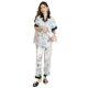 Women's Home wear in stock short-sleeved trousers artificial silk cardigan lapel women's pajamas high-grade spring and summer popular