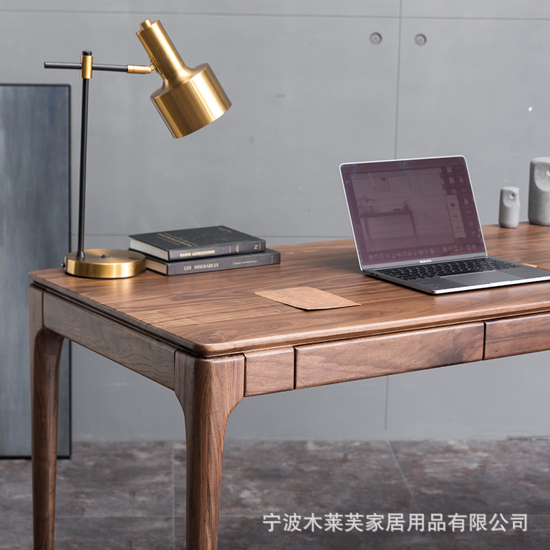 North American Black Walnut Wood Office Desk, Solid Wood Table, Dining Table for Home Use, Suitable for 4-8 People, Factory Direct Sales