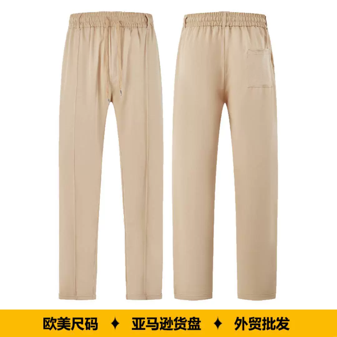 跨境亚马逊欧美男士春秋新款欧码斜纹直筒束脚休闲运动卫裤长裤男