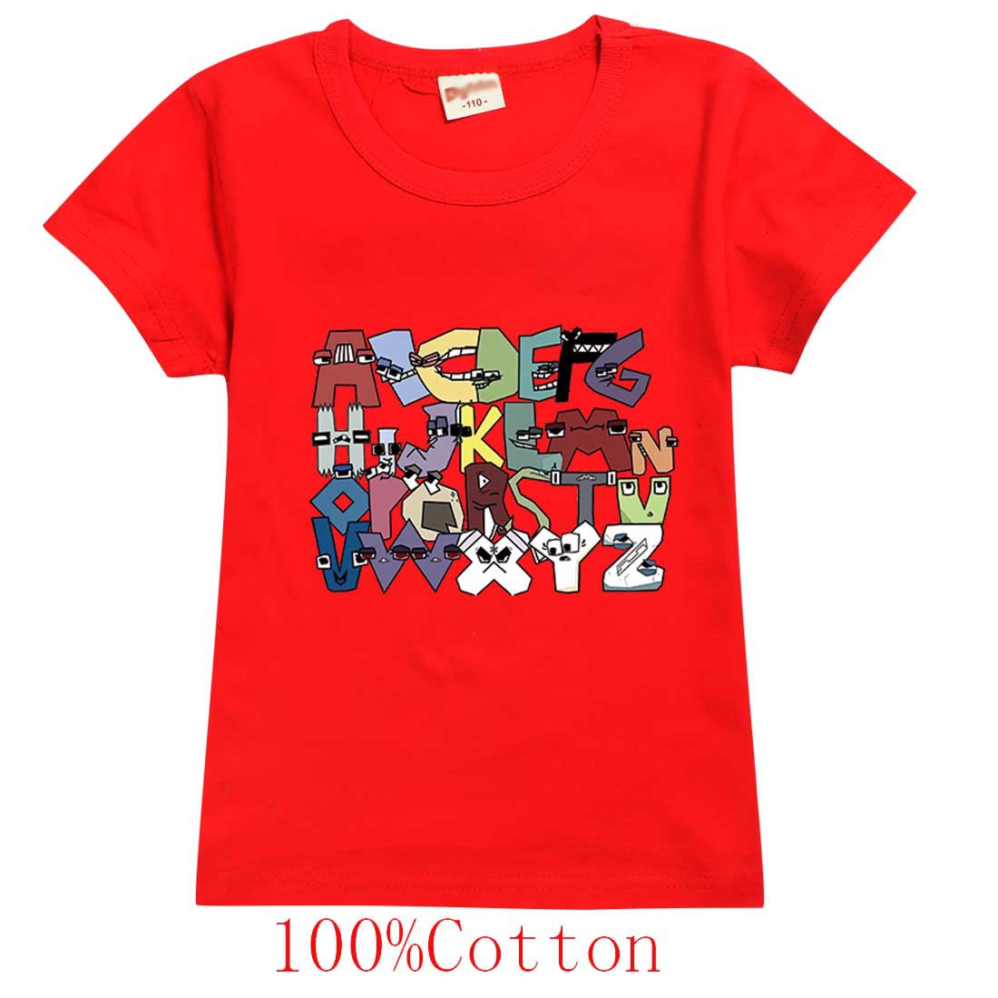 Jungen & Mädchen Sommer Mode Tops T-Shirts Kinder 100% T-Shirts 26 Alphabet Lore Print lässig Familie Kinder Kleidung 2-14 Jahre – Detail 5