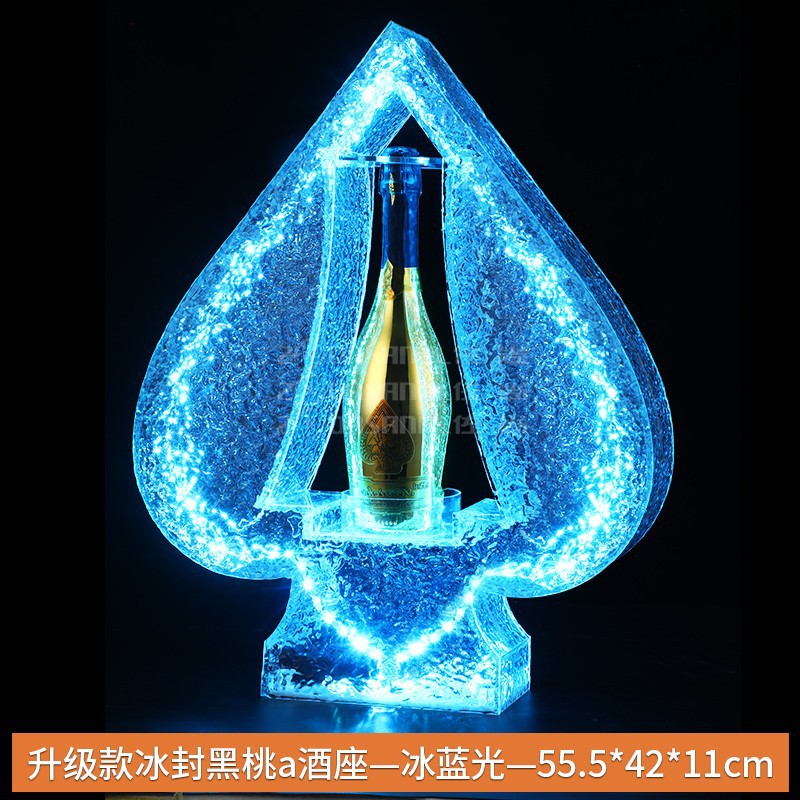 Portavino Frozen Ace of Spades mejorado, luz azul hielo