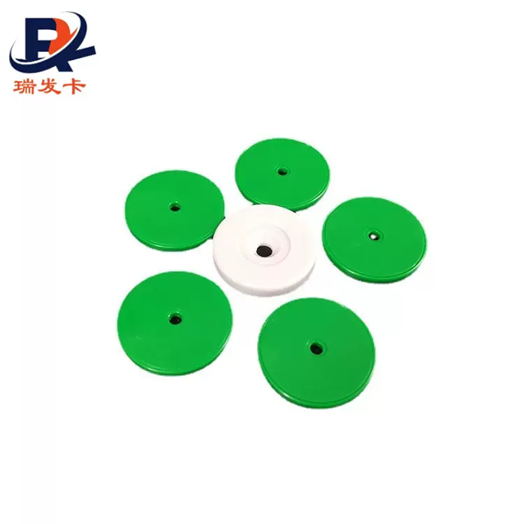 厂家直销ID巡更标签RFID电子标签215圆币卡ABS带孔异形标签钱币卡