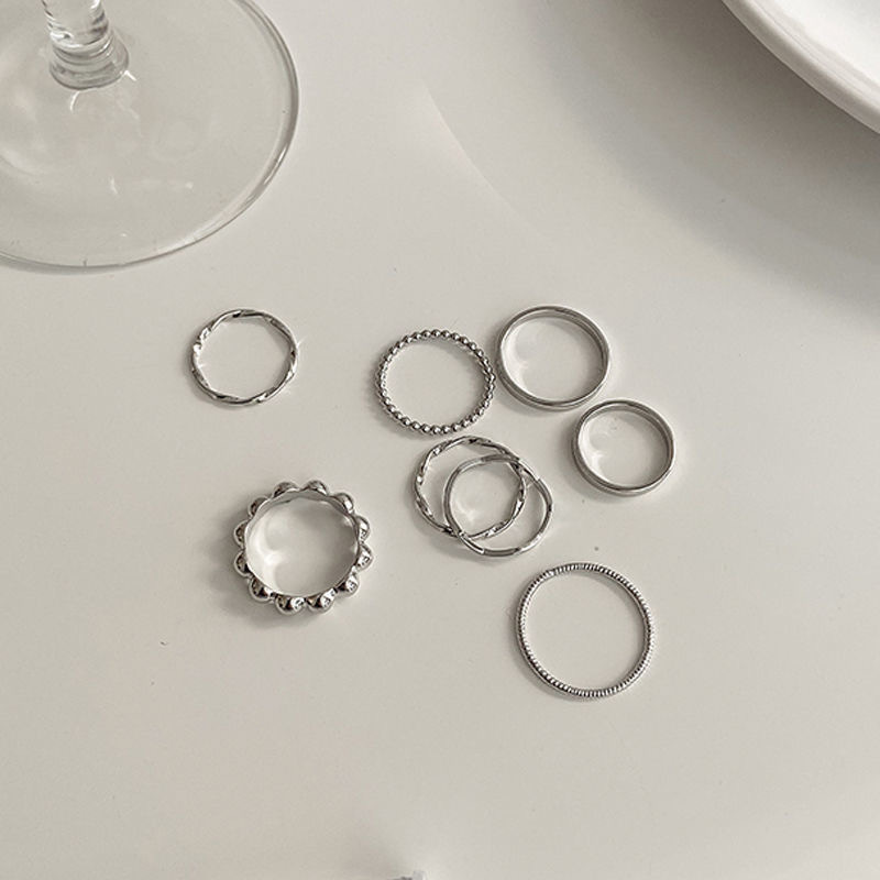 Stackable Plain Band And Tiny Cubic Zirconia Ring Set In Minimalist European Style. Perfect For Work, Daily And Casual Wear. Hypoallergenic And Tarnis_voghion.com
