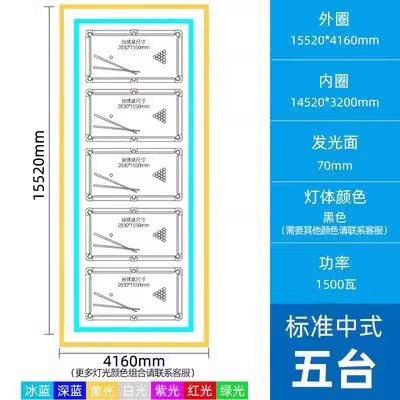 이중 단일 원형 1552x416cm 램프 본체 폭 7cm 높이 4cm 5개