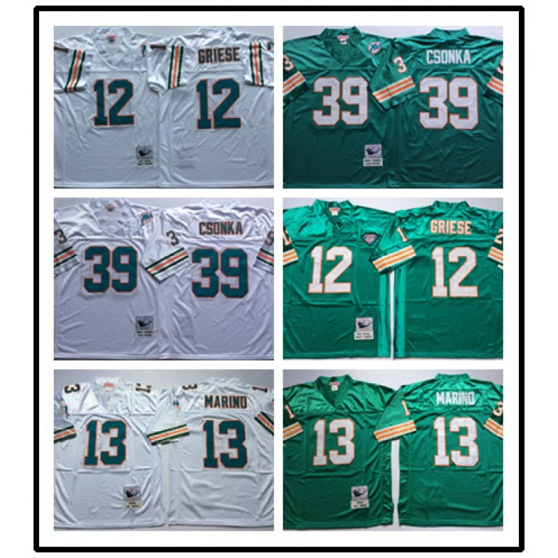 Кросс-бордерная форма для регби Miami Dolphins Hall of Fame № 13 12 # MN ретро Джерси Limited Legend Оптовая продажа