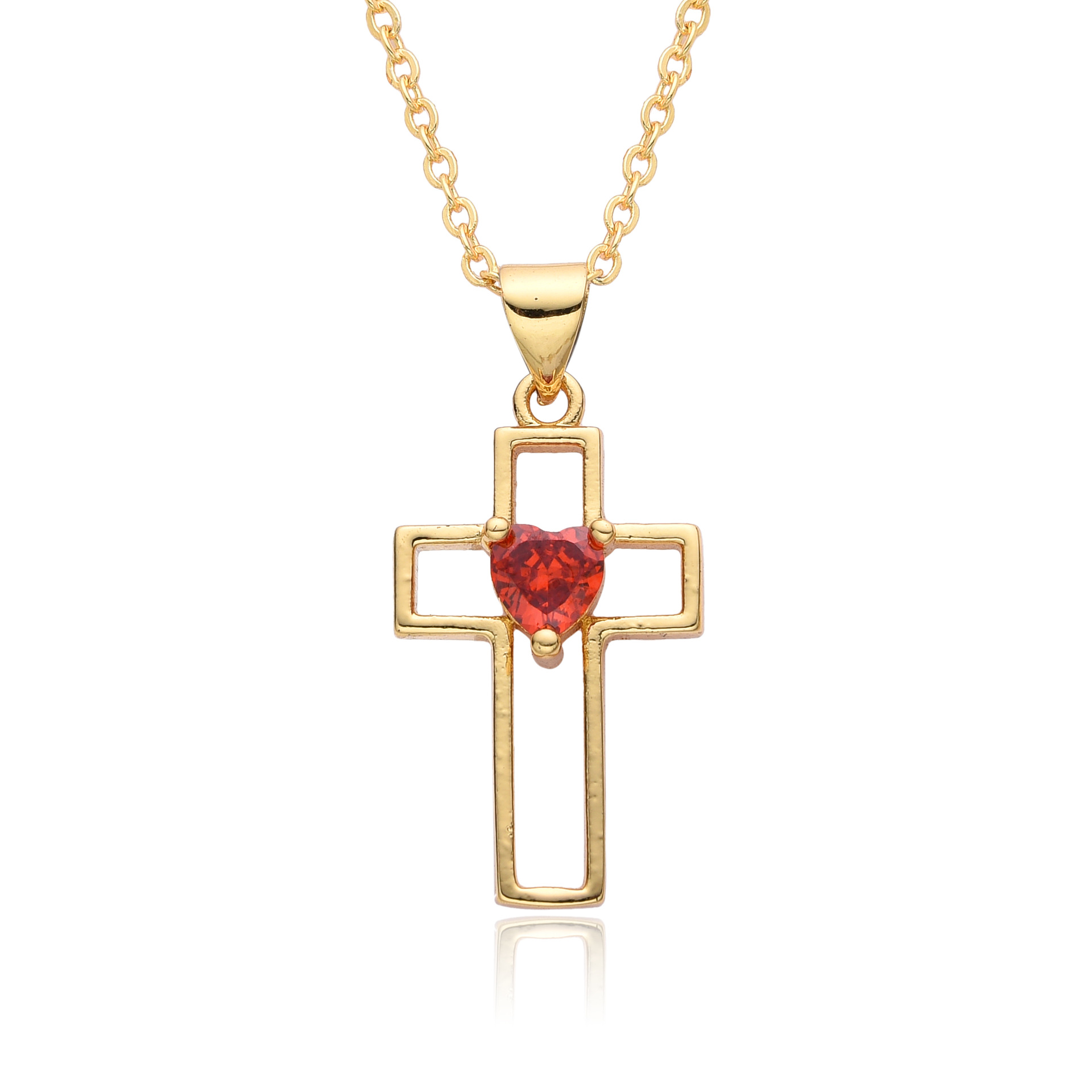 14g Weight Gold Plated Plating Material Zircon Inlay Material Pendant Necklace Classification cable chain Chain Type 1 Piece Quantity Holiday, Daily Occasion Copper Material Cross Pattern Women's Gender Hollow Out, Inlay Design Simple Style, Shiny Style Copper Gold Plated Simple Style Shiny Cross Hollow Out Inlay Zircon Pendant Necklace 7