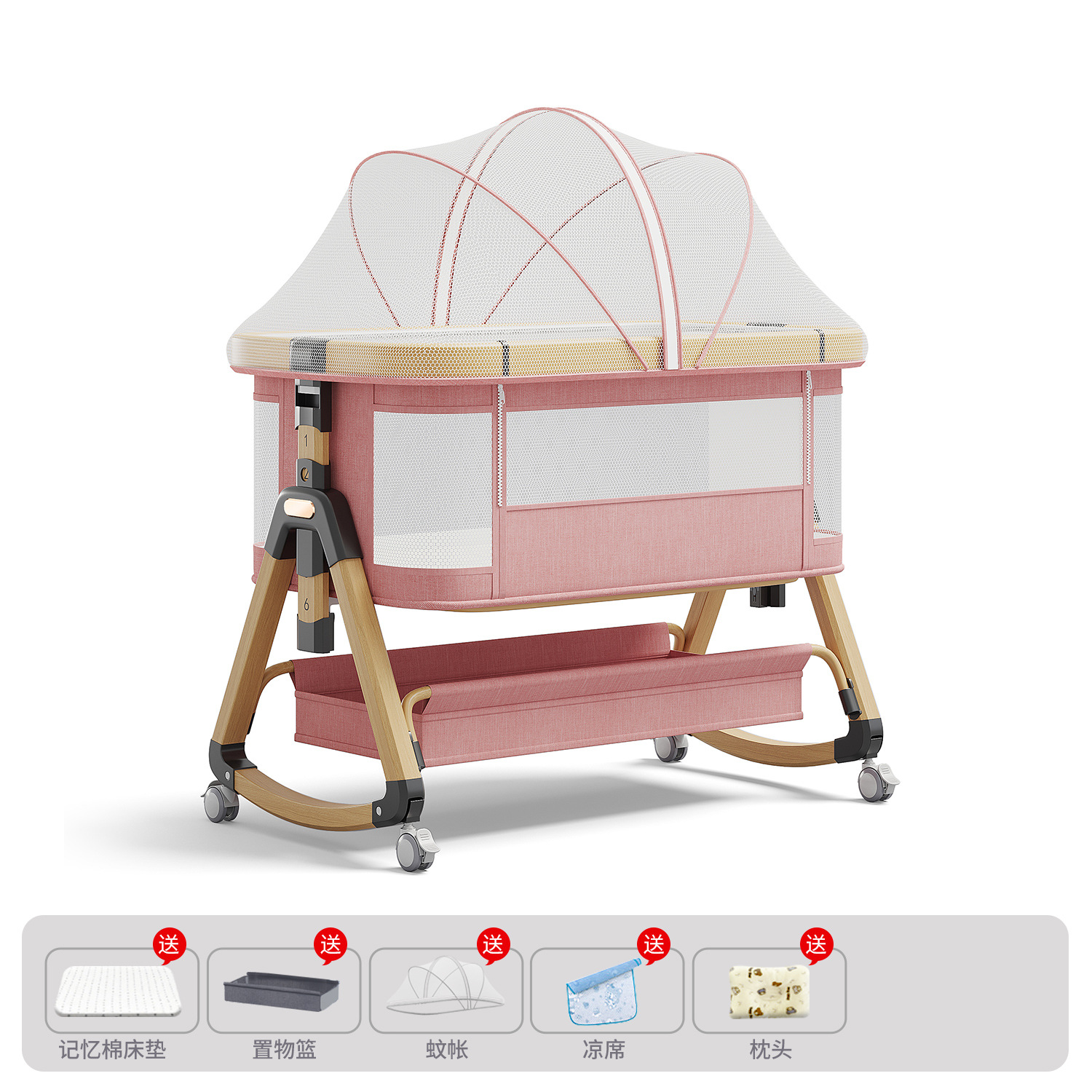 Cama de aleación de aluminio móvil portátil cuna cama plegable multifuncional bb cama recién nacida cama de empalme