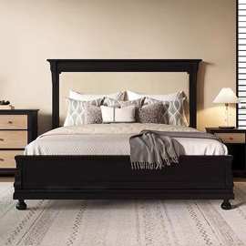 美式复古实木床白蜡木卧室双人床中古风浪漫婚床1.8米主卧公主床