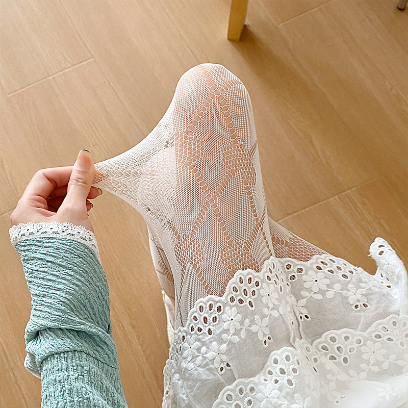 Y2g calcetines de red amor hueco rombo rasgado sub-cultura negro seda Lolita chica caliente bottoming ins marea pantimedias