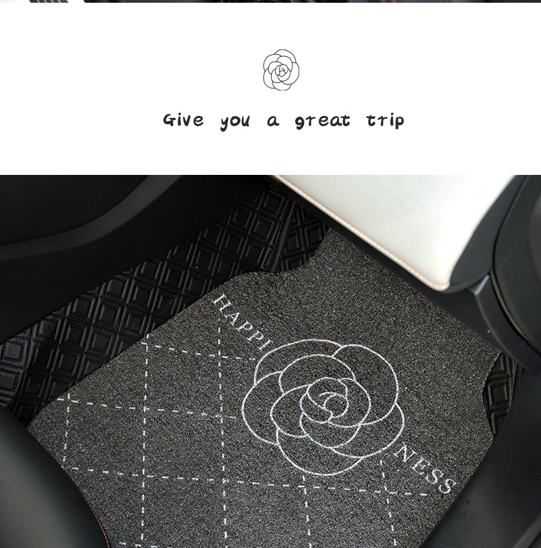 Camellia car foot mat silk ring simple printing car stain-resistant foot mat single piece thickened non-slip car foot mat
