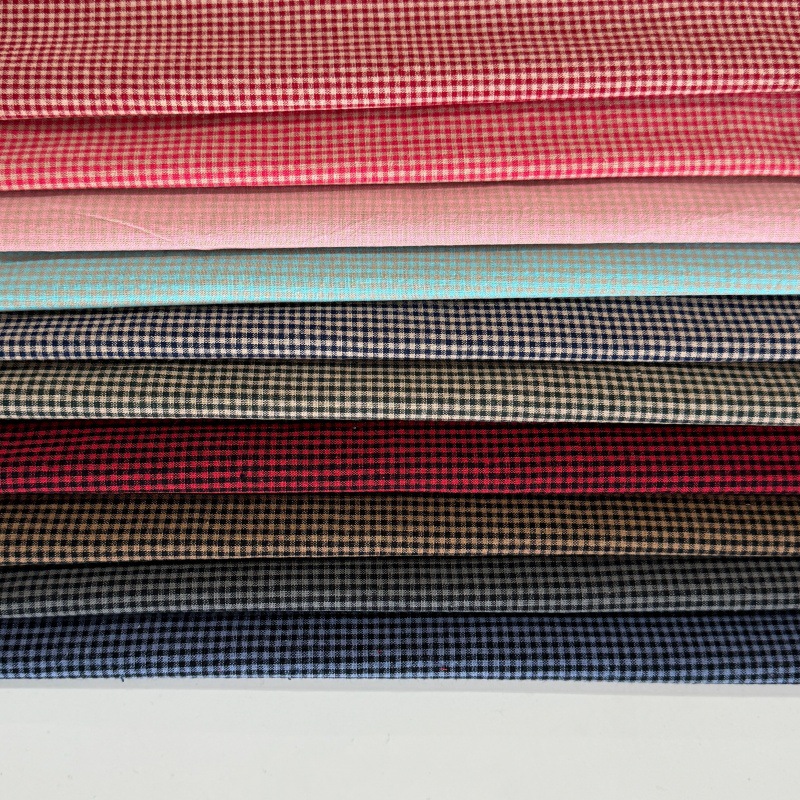 工厂直销 21支全棉色织格子面料 现货供应童装透气格纹柔软