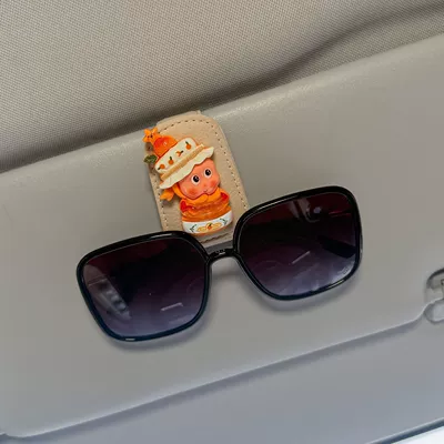 interior, sun visor magnetic storage – Car Glasses Clip/Bill Clip - orange-jam-beige-glasses-clip