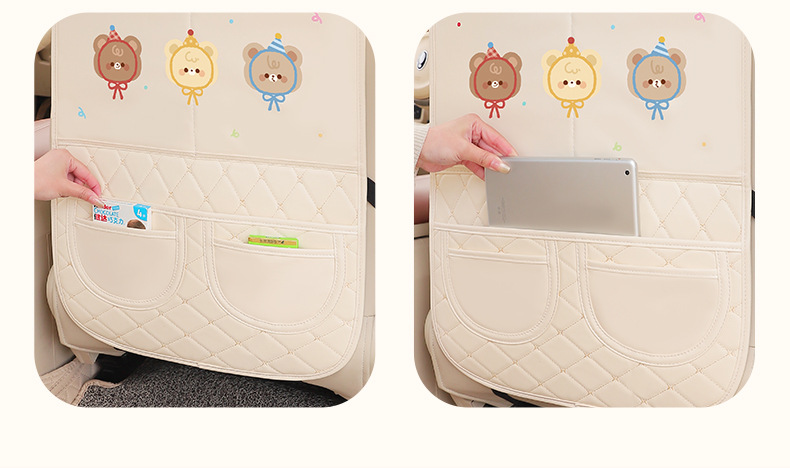 Car Seat Anti-Kick Pad Rear Car Seat Back Storage Bag Cartoon Cute Car Multi-Functional Anti-Dirty and Anti-Wear Pad