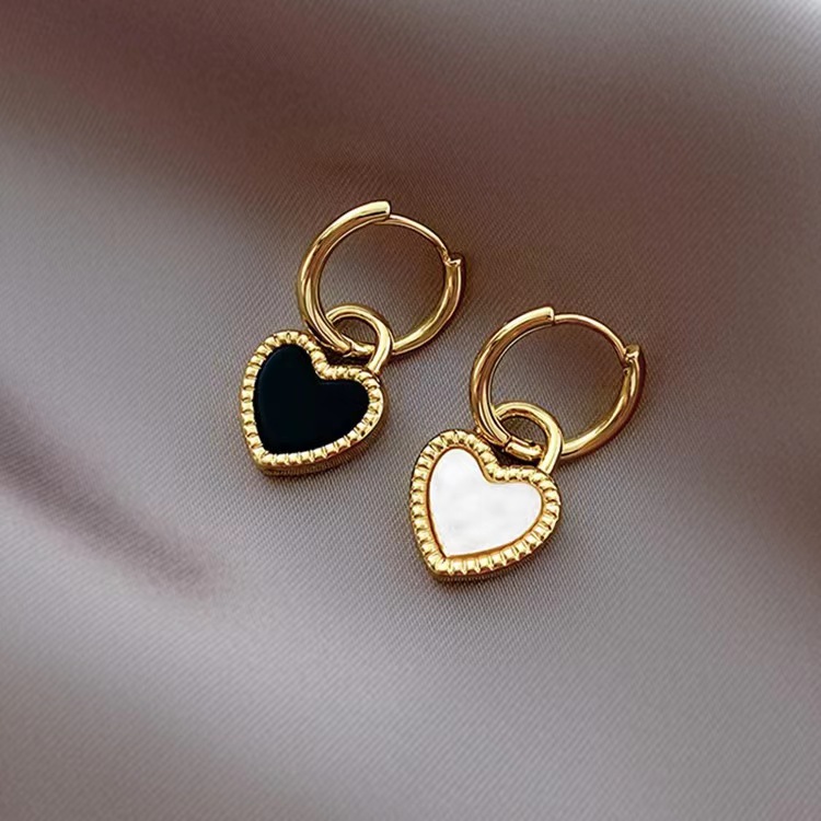 Heart Shape Pattern Women'S Gender 1 Pair Fashion Heart Shape Plating 304 Stainless Steel Acrylic 18K Gold Plated Stainless Steel Earrings