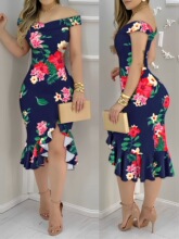 U 10967 Off Shoulder Ruffle Dress һ�ּ��Ҷ������ȹ �羳ר