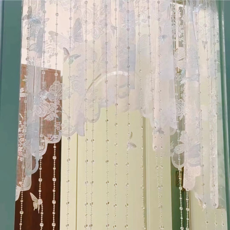 Dreamy Partition Curtain Half Curtain Bathroom Butterfly Lace Curtain No-Drill Fresh Style Sheer Curtain Bead Curtain Combination Door Curtain Dreamy Partition Curtain Half Curtain Bathroom Butterfly Lace Curtain No-Drill Fresh Style Sheer Curtain Bead Curtain Combination Door Curtain