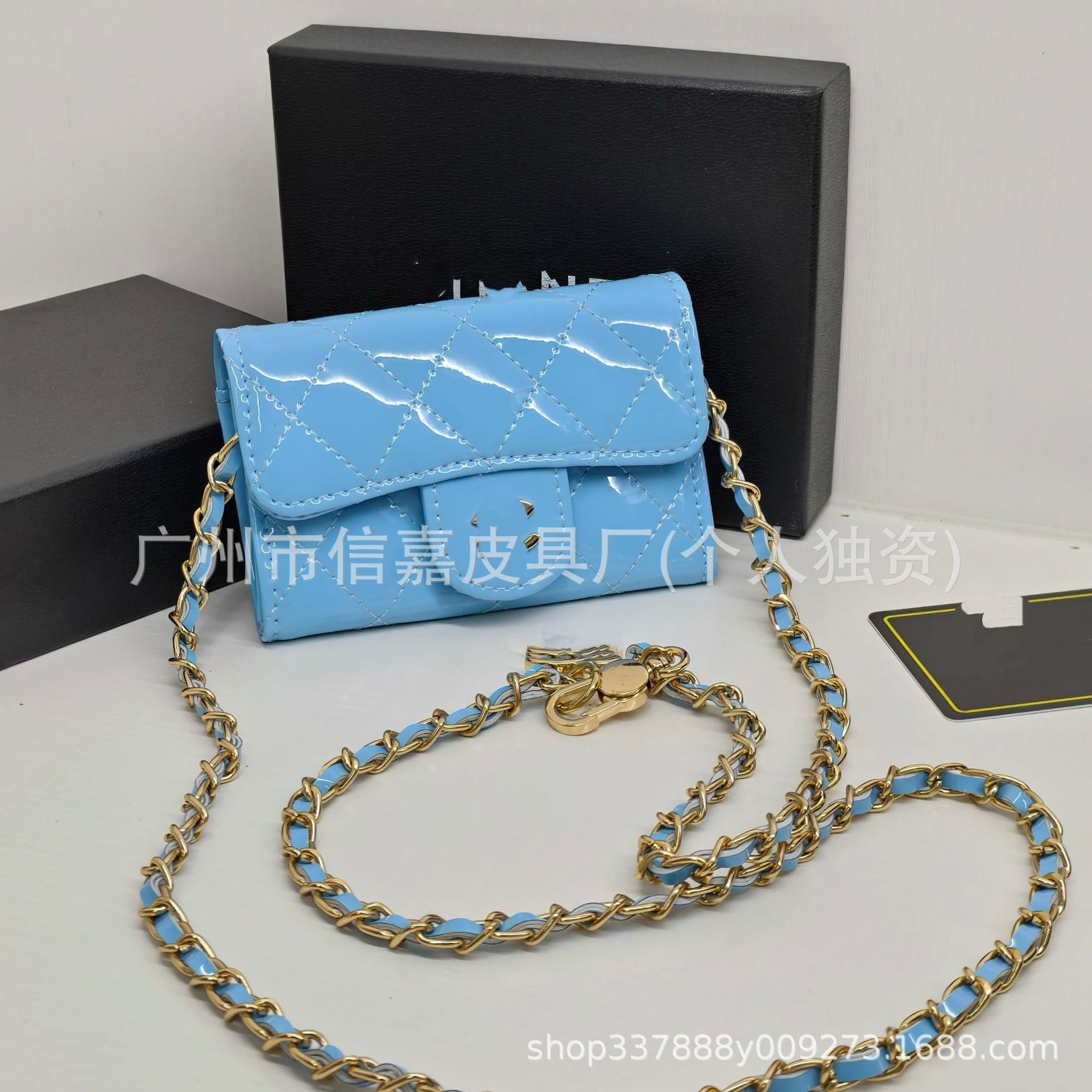 Patent leather sky blue