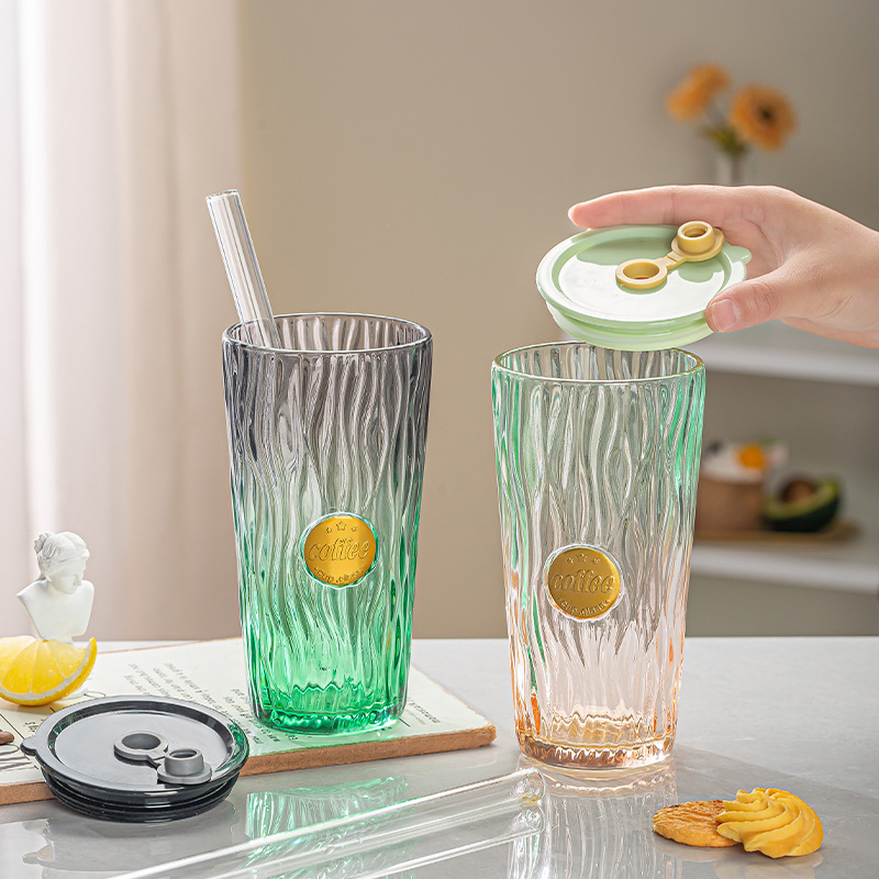 かわいい願いコーヒーカップガラスクリエイティブ高価値ガラスストローカップ会議サインインギフト卸売|undefined