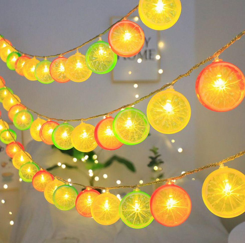 Verano imitación limón lámpara de lámpara al por mayor festivales decoración de fiesta solar cabina decoración de lámparas de colores al aire libre