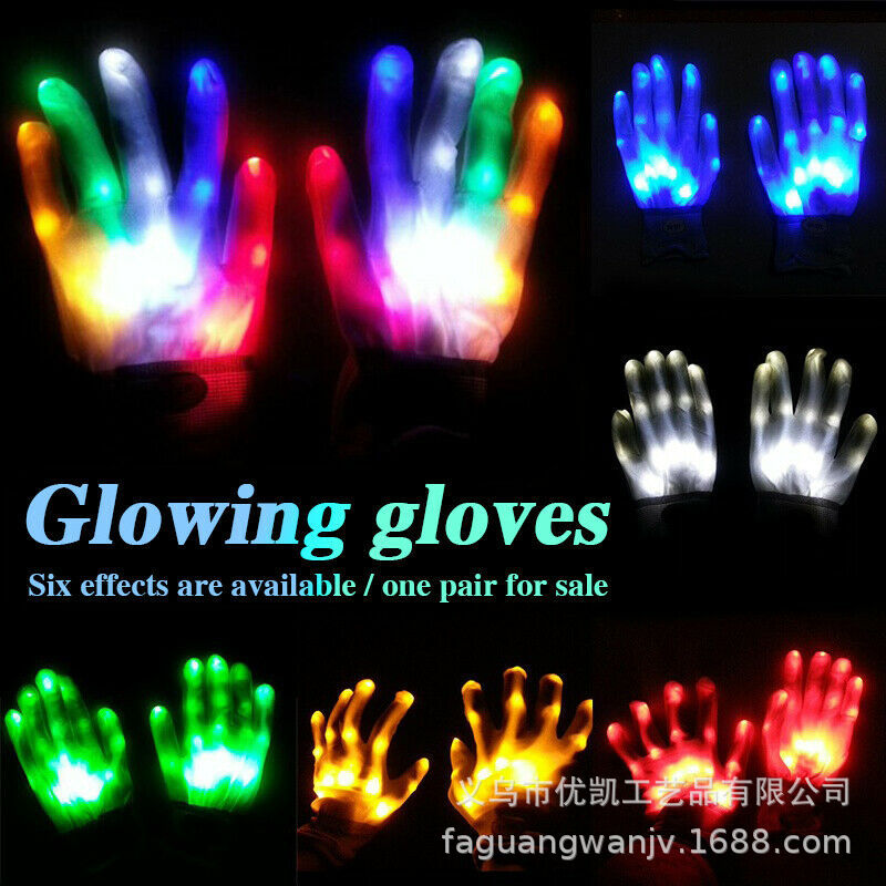 Manufactor Direct selling Halloween Colorful Discoloration led luminescence glove flash light perform glove stage Halloween glove