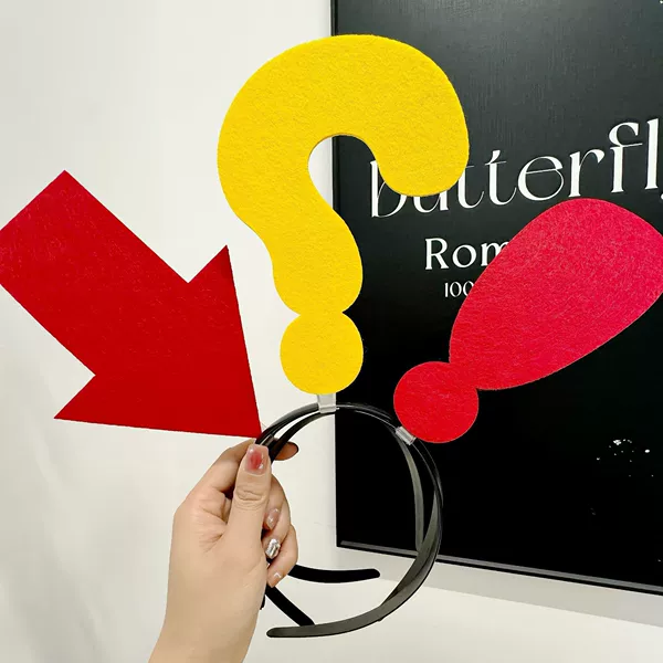 Cute Creative Funny Anti-lost Arrow Headband Eye-sucking Question Mark Exclamation Mark Headband Hair Card Concert Headwear